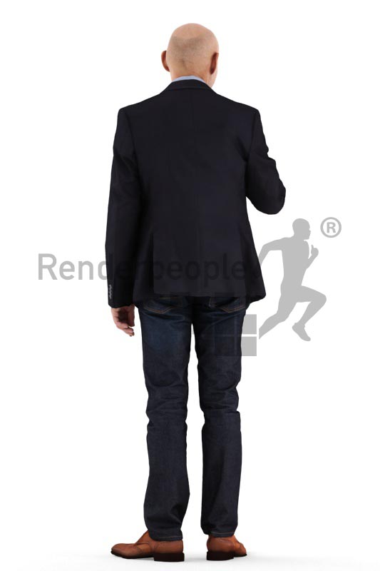 3d people business, best ager man standing and holding glass