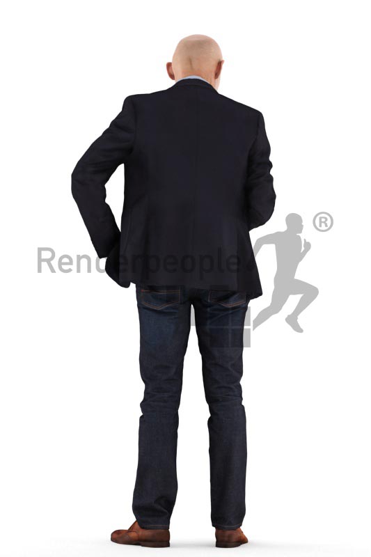 3d people business, best ager man standing and looking on phone