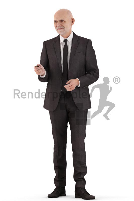 3d people business, best ager man standing and paying with credit card