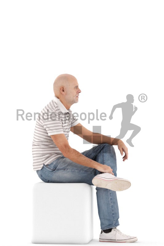3d people casual, best ager man sitting