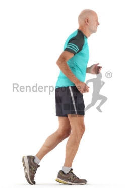 3d people sports , best ager man running