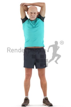 3d people sports , best ager man stretching
