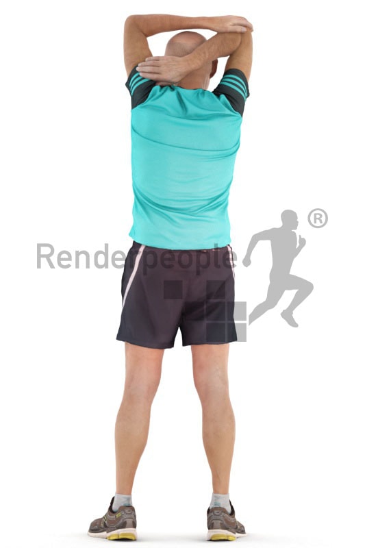3d people sports , best ager man stretching