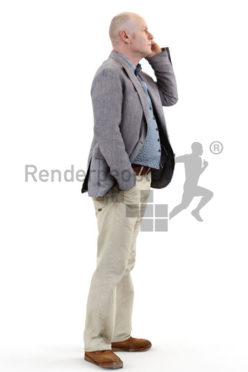 3d people business, best ager white 3d man talking on the phone