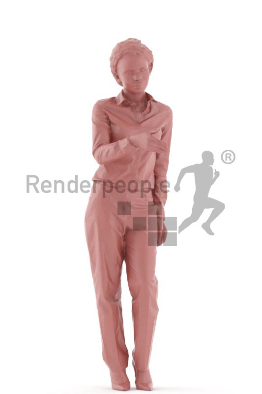 3d people business, black 3d woman standing and shaking hands
