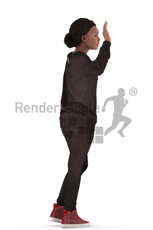 3d people casual, black 3d woman standing and waving