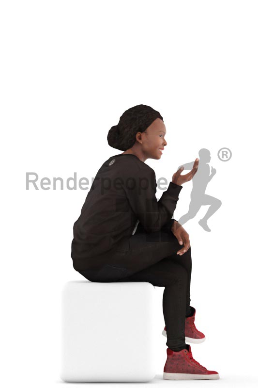 3d people casual, black 3d woman sitting and debating