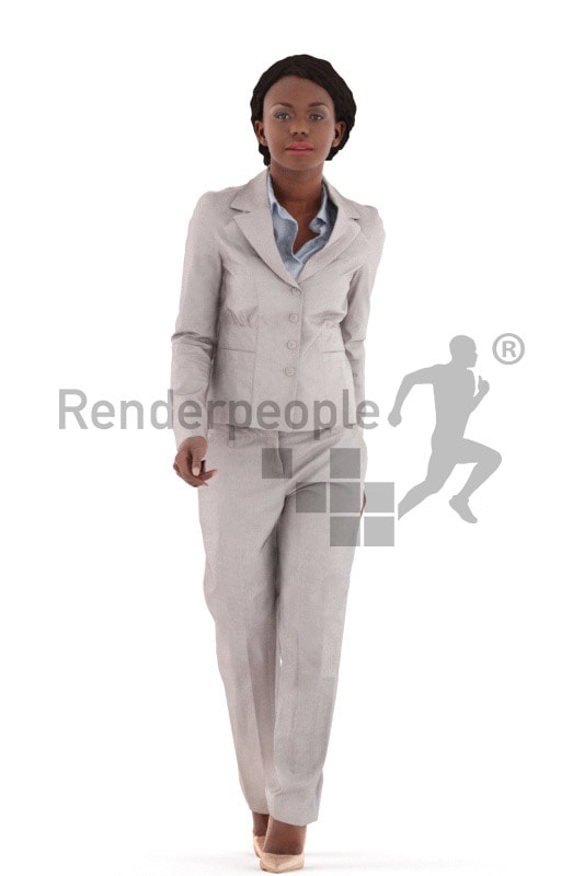 3d people business, black 3d woman walking