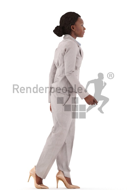 3d people business, black 3d woman walking
