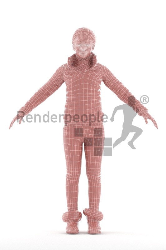 3d people outdoor, rigged black woman in A Pose