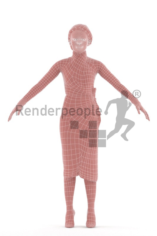3d people event, rigged black woman in A Pose