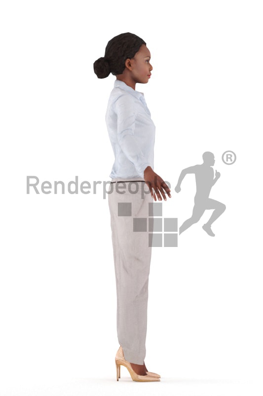 3d people business, rigged black woman in A Pose