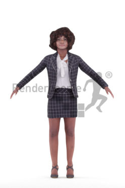 Rigged 3D People model for Maya and Cinema 4D, business, black woman