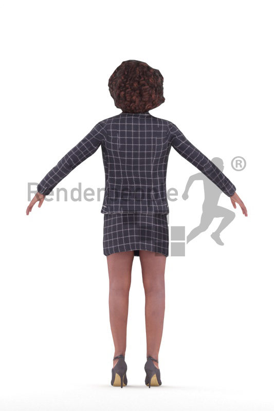 Rigged 3D People model for Maya and Cinema 4D, business, black woman