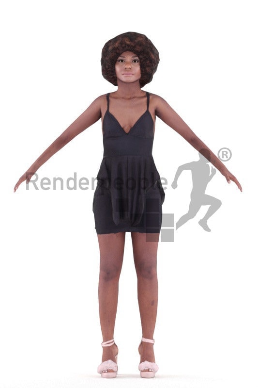 Rigged 3D People model for Maya and 3ds Max – black woman in a chic dress