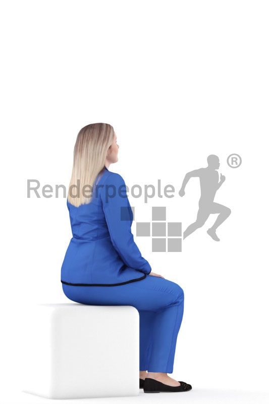 3D People model for 3ds Max and Cinema 4D – european woman in business suit, sitting