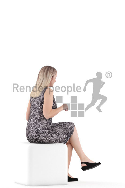 3d people casual, 3d white woman sitting and eating