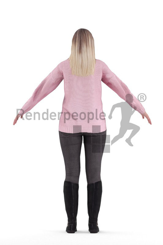 Rigged 3D People model for Maya and 3ds Max – european female in a casual winter style