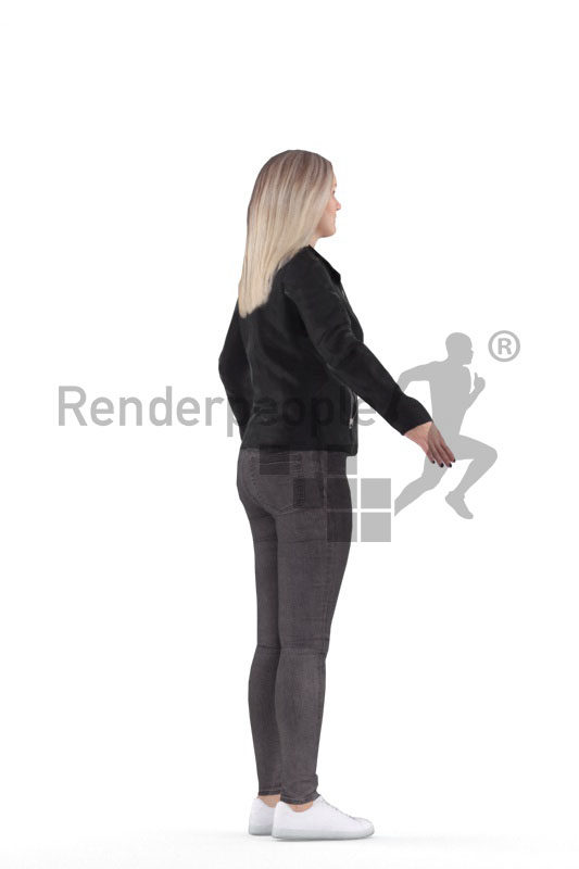 3d people outdoor, white 3d woman rigged