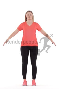 Rigged 3D People model for Maya and 3ds Max – european woman, sports wear