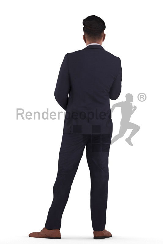 3D People model for 3ds Max and Maya  – indian man in elegant event suit, moderating with a microphone