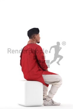 Scanned 3D People model for visualization – Indian man in traditional outfit, sitting and listening