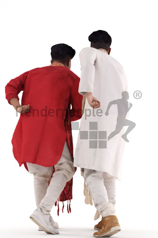 Scanned human 3D model by Renderpeople – double model, indian men in traditional dress, saluting