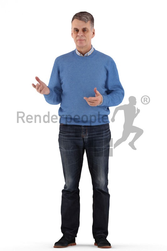 3d people casual, best ager man standing and talking