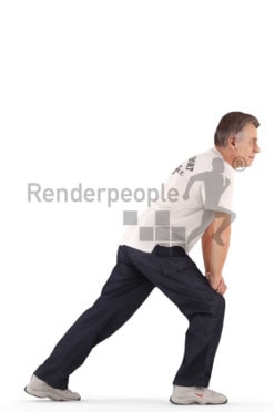 3d people sports, best ager man standing and stretching