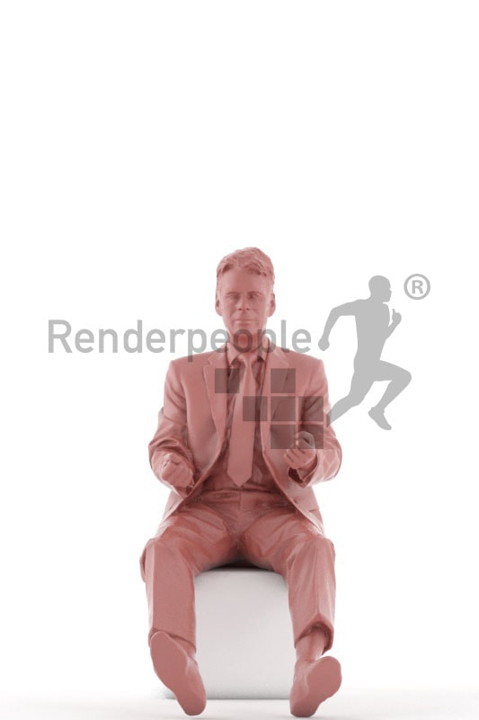 3d people business, best ager man sitting and driving