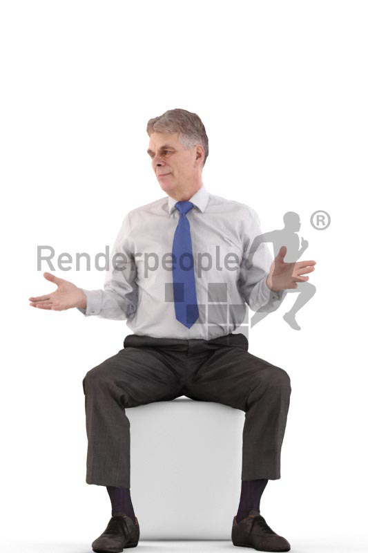 3d people business, best ager man sitting and discussing
