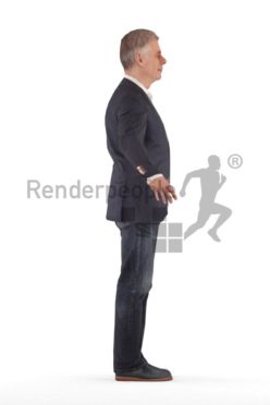 3d people business, rigged best ager man in A Pose