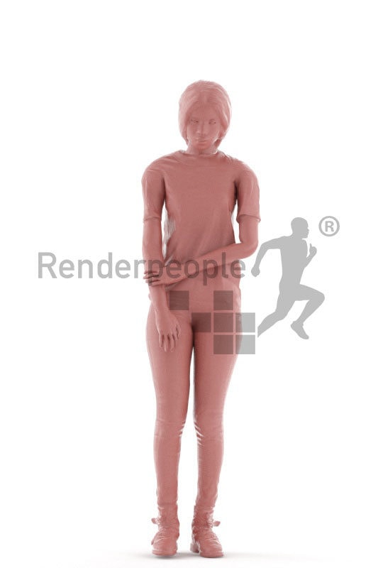 3D People model for animations – black woman in casual clothes, standing