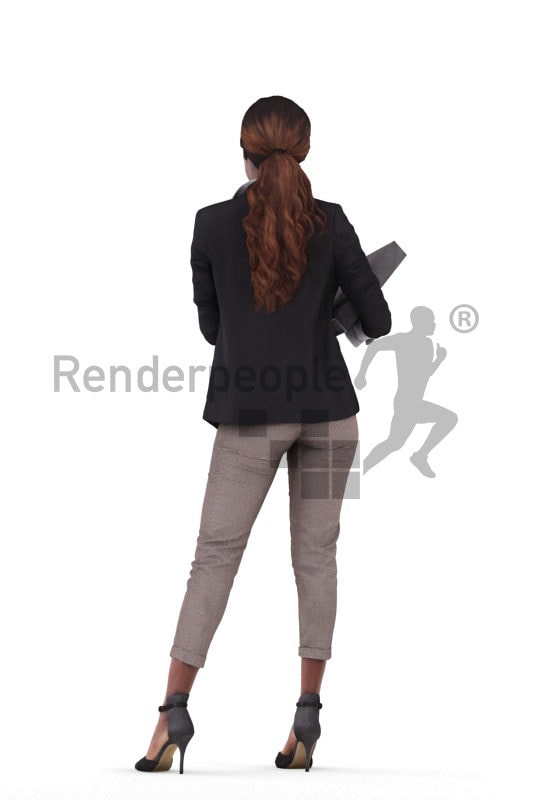 3d people business,3d black woman standing and holding a folder