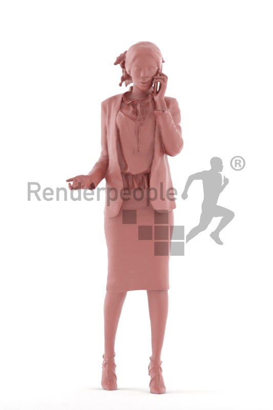 3d people business, 3d black women standing and calling