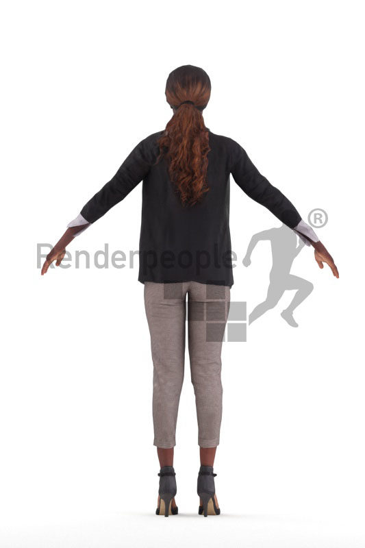 3d people business/casual, black 3d woman rigged