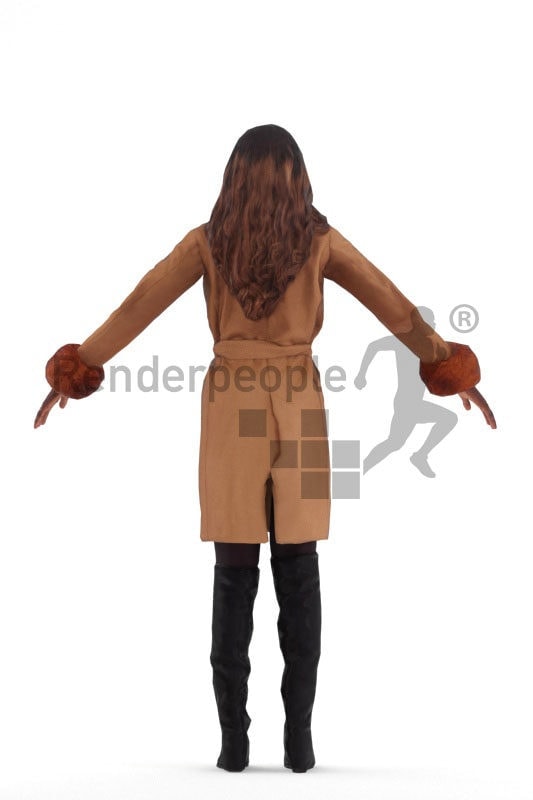 3d people outdoor, black 3d woman rigged