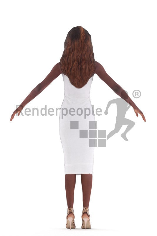 Rigged human 3D model by Renderpeople – black woman in event dress