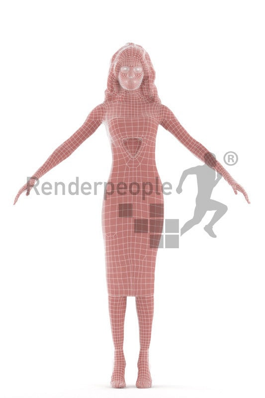 Rigged human 3D model by Renderpeople – black woman in event dress