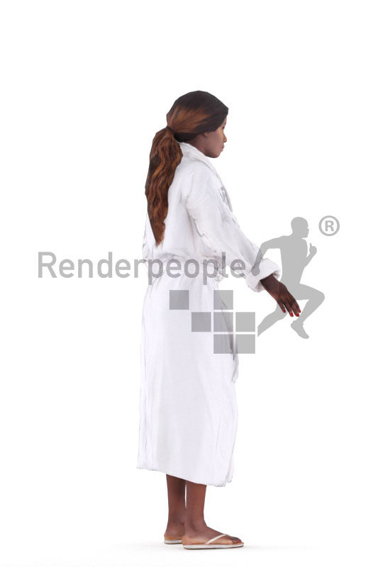 3d people spa, black 3d woman with bathrobe rigged