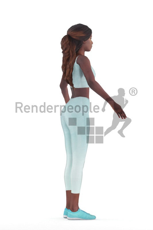 Rigged human 3D model by Renderpeople – black woman in gymwear