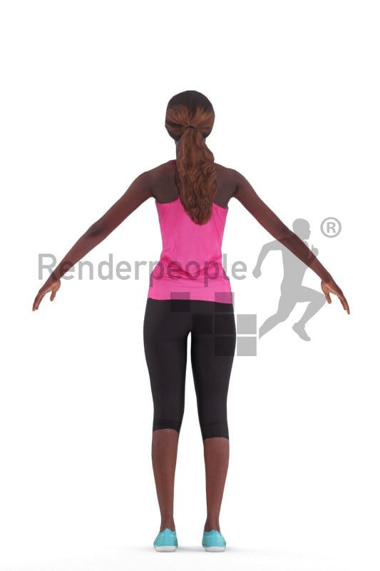 3d people sports, 3d black woman rigged
