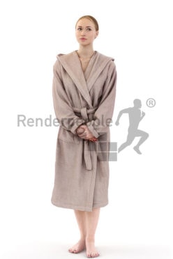 3d people spa, white 3d woman in bathrobe