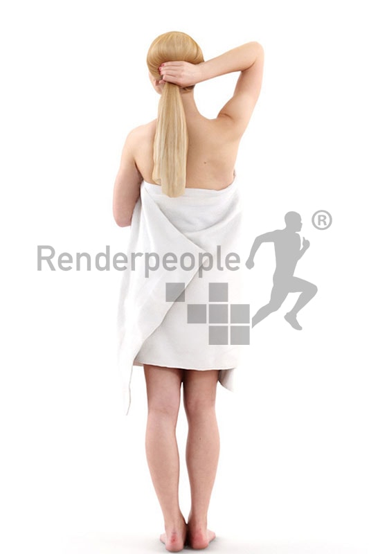 3d people spa, white 3d woman covered in a towl