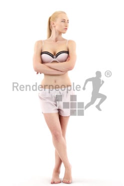 3d people bed, white 3d woman in sleeping dress
