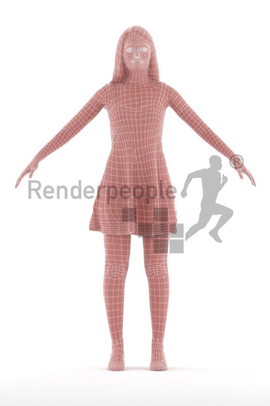 Rigged 3D People model for Maya and 3ds Max – european woman in chic event dress