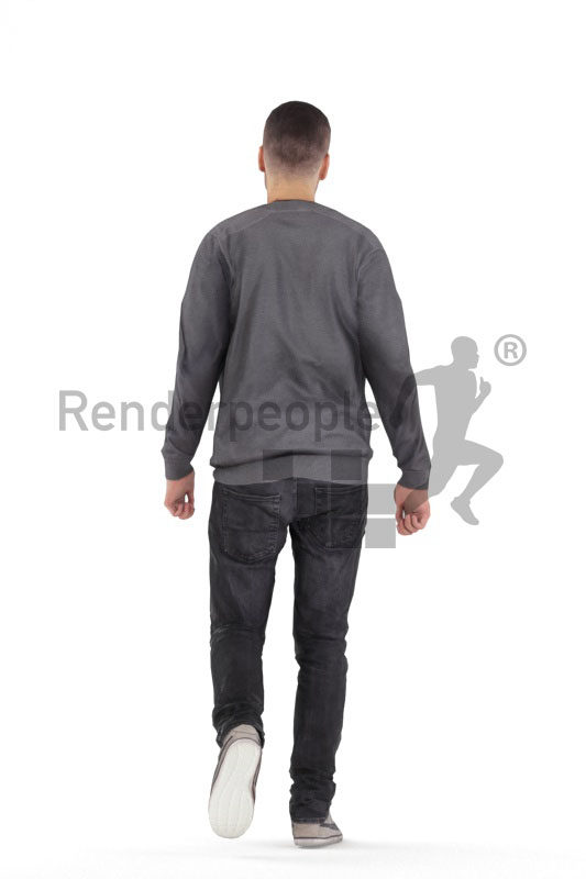Animated human 3D model by Renderpeople – european male in daily look, walking