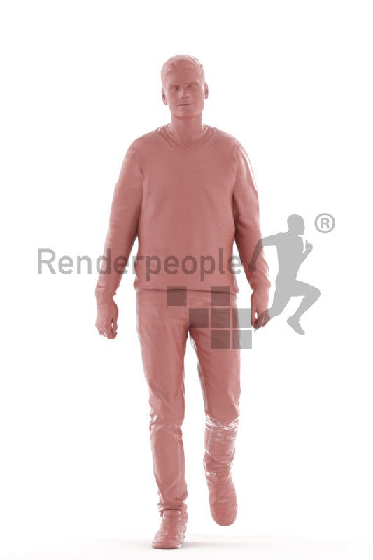 Animated human 3D model by Renderpeople – european male in daily look, walking