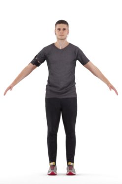 Rigged human 3D model by Renderpeople – european male in jogging outfit