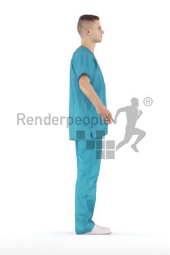Rigged 3D People model for Maya and 3ds Max – european man in healthcare outfit, hospital